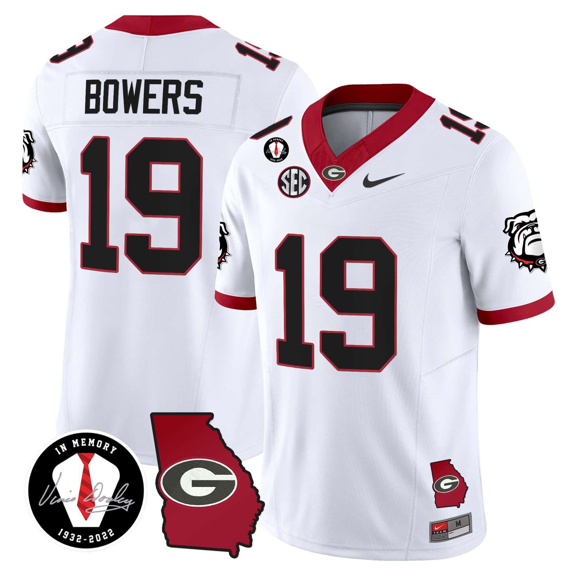 Men Georgia Bulldogs #19 Bowers White 2024 Nike Vapor NCAA Jersey style 1->customized nfl jersey->Custom Jersey
